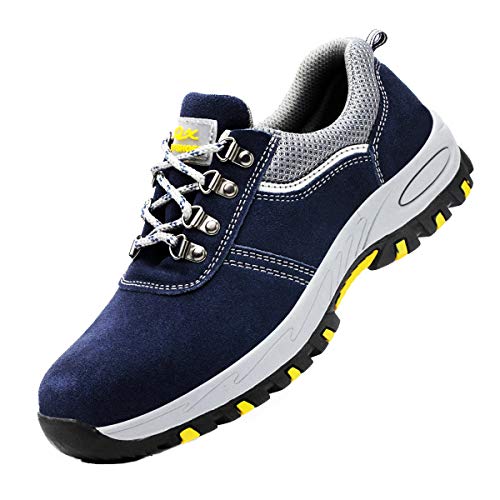 DoGeek Zapato Seguridad Calzado Seguridad Hombre con Punta de Acero, Antideslizante Transpirables, Unisex, Azul, 38