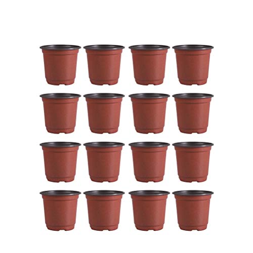 Dotool - 50 macetas de plástico para sembrar macetas, macetas para plantas de flores y semillas (diámetro 100 mm), plástico, marrón, 10 x 6,5 x 8,5 cm