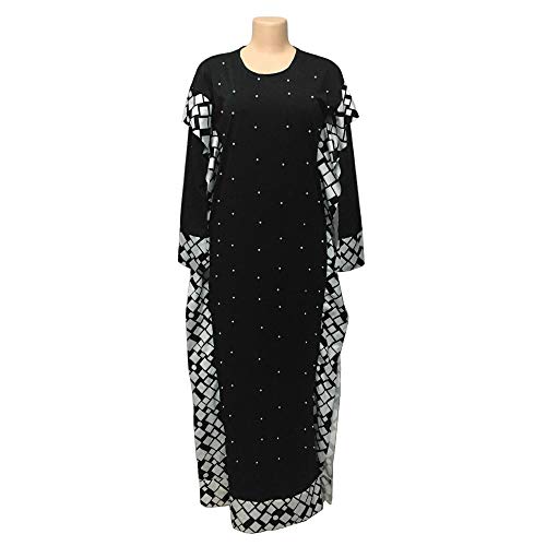 DSJTCH Bangladesh Vestido de Noche Hijab Hijab para Mujeres Chiffon Elegante Kaftan Negro Abaya Venta Ropa Islámica Djellaba Caftan Maronead (Color : Black Long Sleeve, Size : One Size)