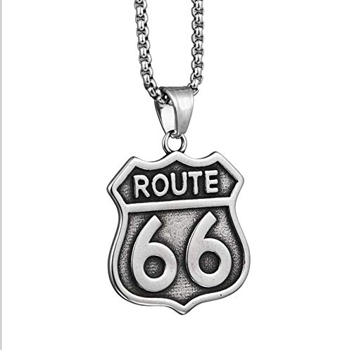 DUEJJH Co.,ltd Collar Hip Hop Personalidad de la Moda Número 66 Colgante de Letra Carretera Collar Colgante de Acero de Titanio Hombres y Mujeres