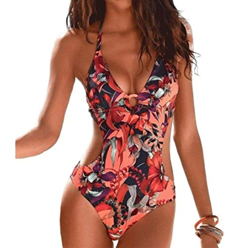 DURINM Mujeres Retro Cintura Alta Trajes de Baño Una Pieza Bañador Trajes de Brasileño Conjunto de Bikini Push up Ropa de Baño Cuello en V