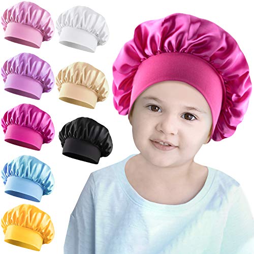 Duufin 8 Piezas Gorro de Dormir Niño Gorro de Satén para Niño Niña, 8 Colores