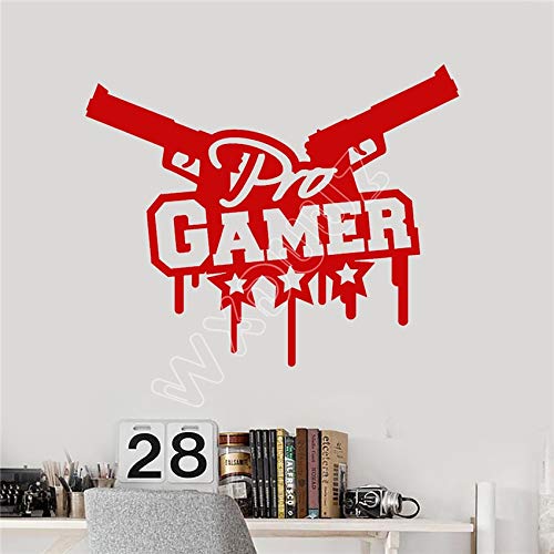 Dwzfme Pegatinas de Pared Adhesivos Pared Vinilo Videojuego Gamer Room Words Gun Pegatinas Cocina Sala de Estar Vinilo Decoración para el hogar 78x97cm