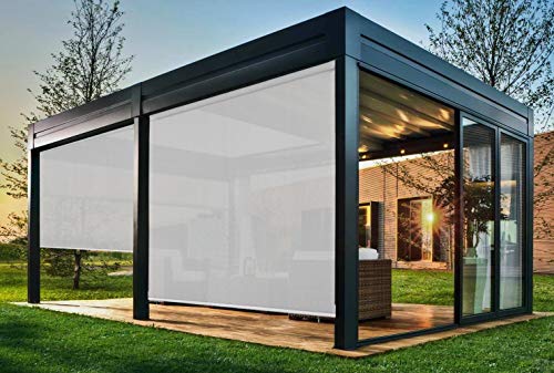 EB ESTORES BARATOS Persiana Enrollable Exterior Tecnoscreen/Bloqueo UV 70% / Microperforado (no Hace Efecto Vela). Medidas Ancho x Alto. Color: Blanco Perla. Medidas: 216cm x 240cm