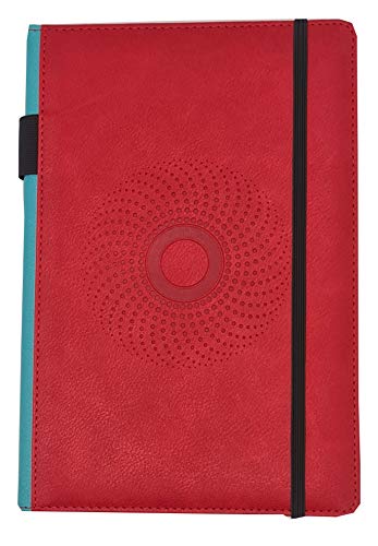 EJRange Libreta A5 de cuero genuino (Cuero PU)roja