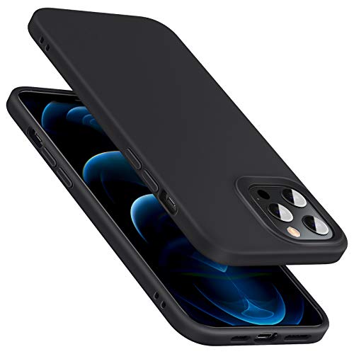 ESR Funda Silicona Líquida Compatible con iPhone 12/iPhone 12 Pro (2020) 6.1", Protección de Cuerpo Completo,Carcasa Antideslizante Antiamarilleo y Rayado para iPhone 12/12 Pro,Negro