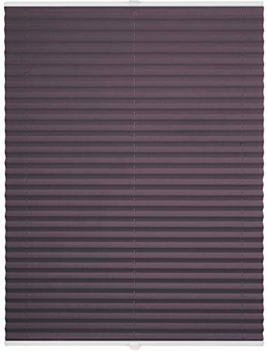 Estor plisado Klemmfix a medida para todas las ventanas, montaje hasta 27 mm, opaco, sin agujeros, color lila, ancho 131-140 cm, altura 201-250 cm