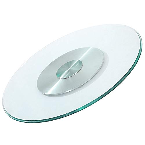 F-XW Plato Giratoria de Vidrio Templado, Bandeja de Servicio Giratorio de Mesa Redonda, Transparente, 60/70/80/85/90/100/110/120 cm, Placa Giratoria para Mesa