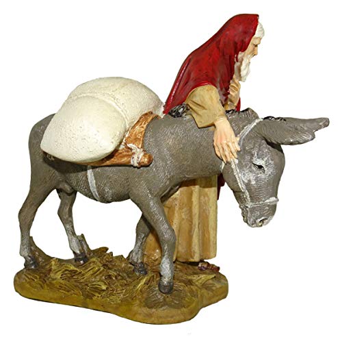 Ferrari & Arrighetti Figuras Belén: Pastor con Burro - Colección Martino Landi para Nacimiento de 10 cm