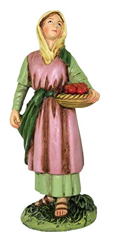 Ferrari & Arrighetti Figuras Belén: Pastora con cesto de Fruta colección Martino Landi para Pesebre de 12 cm