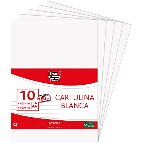 Fixo Paper 11110170 - Pack de 10 cartulinas blancas, A4, 180g/m²