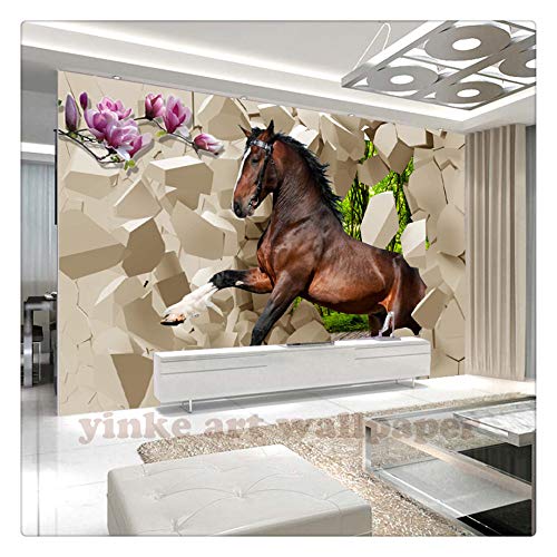 Fondo De Pantalla Foto 3D Estereoscópico Animal Caballo Papel Tapiz Mural Sala De Estar Sofá Telón De Fondo Murales De Pared Papel Tapiz, 336 Cm X 388 Cm