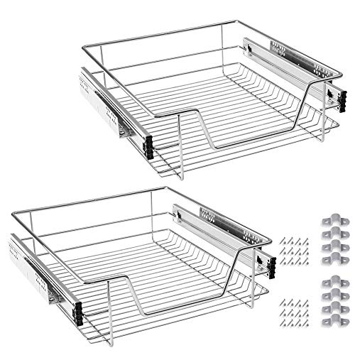 Froadp 2 Piezas Cocina Estante Cajón Telescópico Dormitorio Extensible Gabinete Estantes y Soportes Organizadores de Cajones para Cocina y Despensa(50cm)