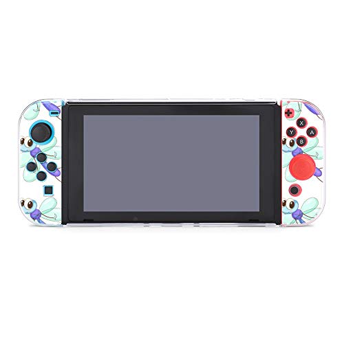 Funda protectora para Nintendo Switch, diseño de dibujos animados de azulejos con libélulas funda duradera para Nintendo Switch y Joy Con