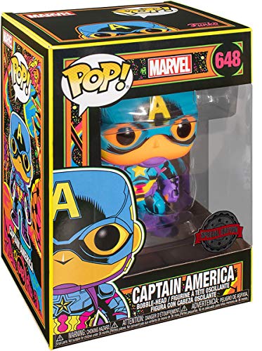 Funko- Pop Marvel Black Light Captain America Juguete coleccionable, Multicolor (48845)