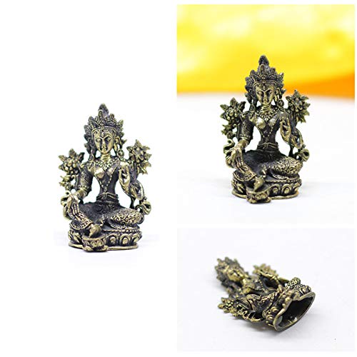 Gandhanra 13 tipos de figuras de Buda tántrico tibetano de 5 cm, talladas a mano en Nepal, aspecto de latón antiguo, amuleto de la colección superior, decoración del hogar (tara verde)