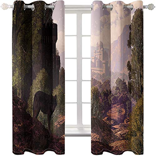 Generic Brands Cortinas Opacas Animales del Bosque Cortina Insonorizante para Salon Oficina Cocina Comedor Habitacion Niños 140 cm Ancho x 245 cm Altura