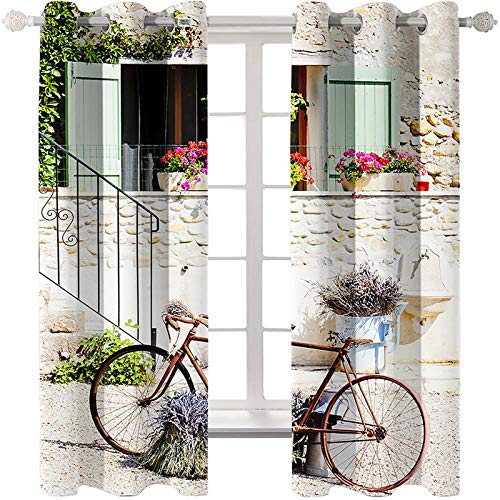 Generic Brands Cortinas Opacas Bicicleta de jardín con Ojales Dormitorio Habitación Infantil Estilo Decorativo Aislantes Térmicas Cortina 117 cm Ancho x 138 cm Altura