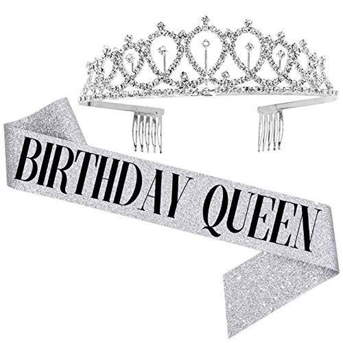 Gesh Tiara de cumpleaños para reina y diamantes de imitación, regalo de cumpleaños para mujer, regalo de cumpleaños