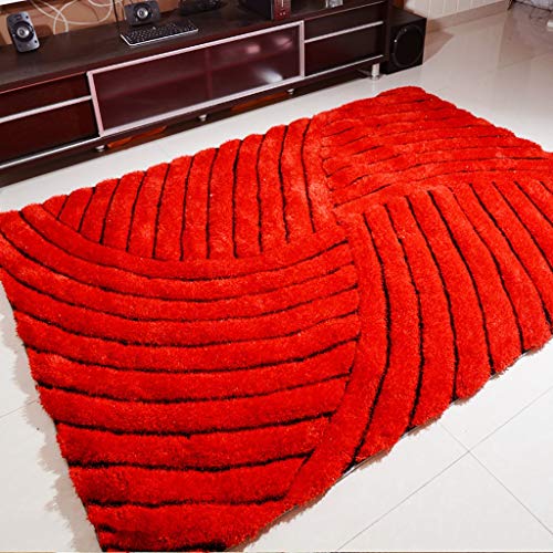 GJIF Alfombra Antideslizante Rectangular de Alfombra sólida compacta Adecuada para el Dormitorio de la Sala de Estar - 2,5 cm (Color : Red, Tamaño : 140x200cm)