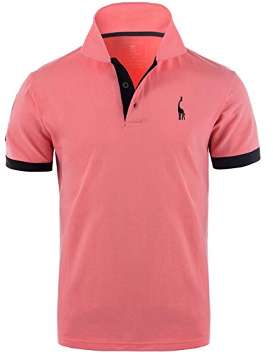 GLESTORE Polo para Hombre de Manga Corta Collar Camisa Golf MT1030 de Tenis Camiseta Azul Negro Gris Rosa M-XXL