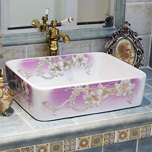 Gorheh Lavabo Sobre Encimera De Cerámica Para Baño De Porcelana Lavabo Rectangular Popular En Europa Lavabo De Arte Fabricación Sanitaria Lavabo De Cerámica