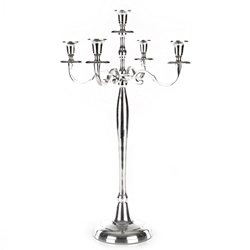 Gräfenstayn Candelabro 1, 3 o 5 Brazos - Diferentes tamaños - Candelabro en Color Plata, Negro, Blanco o Dorado (L, Plata)