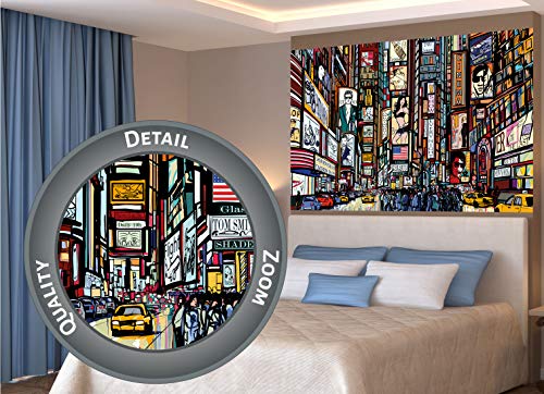 GREAT ART XXL Póster – Broadway – Nueva York Mural de Estilo cómico Decoración de la Pared City Skyline Sightseeing Artist Art Illustration Motif Mega City Decoration (140 x 100 cm)