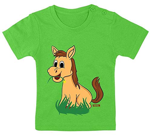 Hariz - Camiseta para bebé, diseño de caballo dulce, hierba, animales, jardín, tarjeta de regalo, tarjeta de regalo, color verde lima, 15 – 24 meses/80 – 92 cm