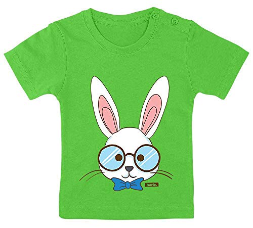 Hariz - Camiseta para bebé, diseño de conejo con gafas, animales de la selva, incluye tarjetas de regalo, color verde lima 15-24 meses/80-92 cm