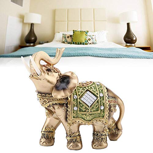 HEEPDD Estatua de Elefante, Lucky Feng Shui Elefante Verde Escultura Riqueza Estatuilla para decoración de Oficina en casa Regalo(S)