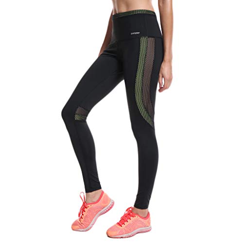 H.Eternal - Pantalones de yoga para mujer, con ajuste hueco, con botones, para correr, yoga, control de barriga, cintura alta