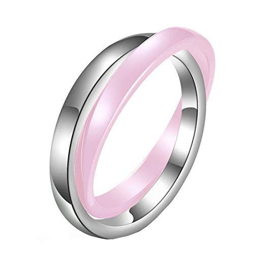 HIJONES Único Criss Cruzar X Boda Anillo para Hombre Mujer Acero Inoxidable Alto Pulido Plata Rosado Talla 19