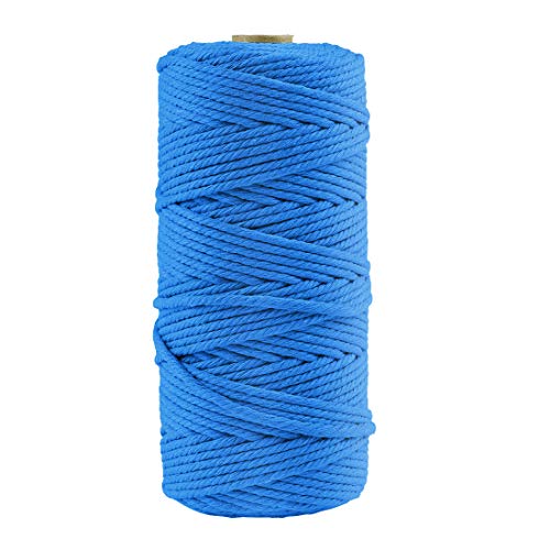 Hilo Macrame Azul Cuerda Algodó Cordel Natural para Macramé Colgador de Plantas, Envolver Regalo Navidad, Colgar Fotos, Manualidades, Costura, DIY Artesanía, Decoración Bohemia, 3mm x 100m