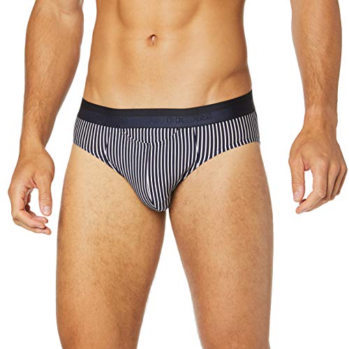 HOM Cruise Mini Briefs Ho1 Braguita, (Rayure Fil Teint Marine Et Blanc Pn07), Small para Hombre