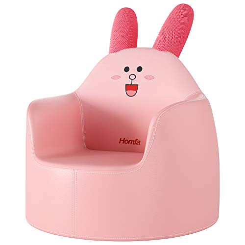 Homfa Sillón para Niños Sillóns Infantils Sofá Individual Niños de Espuma para Salón Estudiar Dormitorio Infantil Niños Leyendo Conejo Rosado 49x54.5cm