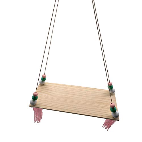 HPiano Baldas Flotante de Madera de Estilo Nórdico con Cuentas Oscilante y Borlas Tablero Swing Ornament Decoración de Habitación de Niños o Bebés, (38cm x 14cm x 1cm)