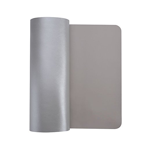 HTDirect - Alfombrilla de escritorio de piel sintética extendida, impermeable, con superficie lisa, tamaño pequeño, medio/grande, ideal para la oficina y el hogar (120 x 60 cm), color gris y plateado