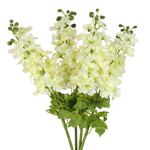 HUAESIN 4pcs Tallo Flores Artificiales Largas 90cm Flor Glicinia Artificial Wisteria Seda Rama Flor Plastico para Exterior Interior Fiesta Cesta Maceta Boda Cocina Baño Jarrones Colgante Jardinera