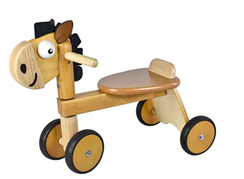 I'm Toy correpasillo Caballo, Bicicleta de 4 Ruedas en Forma Animal, para bebés de 1 año, Juego de Madera