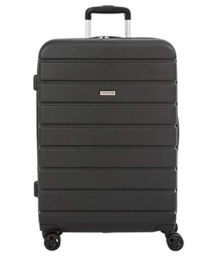 imome Top Maleta Mediana Negra Cierre TSA 67x47x27/30 cm Expandible | Trolley de Viaje con Carga USB | Maleta de Viaje Rígida 100% ABS Reforzado, Antiarañazos