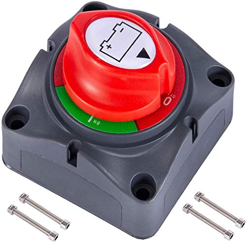 Interruptor de Desconexión de Batería, 12V-48V Aislador de Batería Interruptor Principal de Corte de Potencia Impermeable para,Marinos, Embarcaciones,AUTO, con 4 Pernos de Montaje,275A (Both y Off)