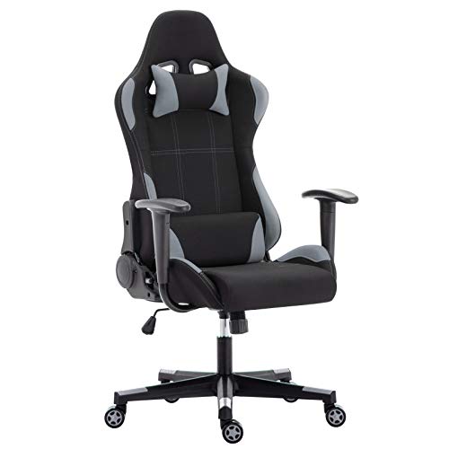 IntimaTe WM Heart Silla Gaming con Tela Flexible, Oficina Silla Giratoria, Ergonómica Silla con Alto Respaldo,Altura Ajustable y Mecanismo de Inclinación, Color Gris