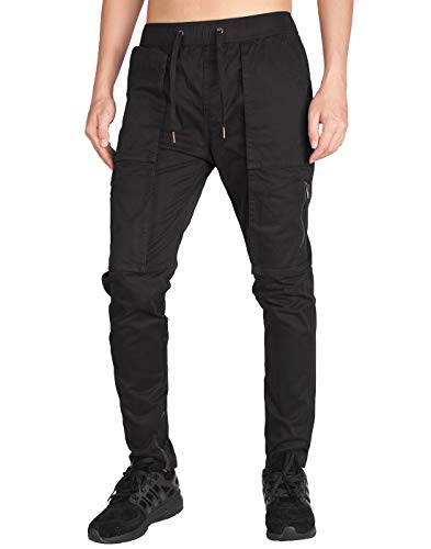 ITALY MORN Pantalones Cargo Joggers para Hombre Slim Fit Negro Algodon S Negro