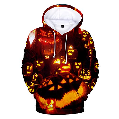 JlLianT Hombre Sudaderas con Capucha Divertida Hoodie con Mangas Largas Unisex Streetwear Sudadera Deportiva con Cordón Víspera de Todos los Santos