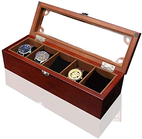 JSDKLO Caja de Almacenamiento para exhibición de Relojes Caja de Reloj - Caja de Reloj de Madera Maciza, Madera, Estilo Minimalista Moderno, tamaño 34x12x9 cm