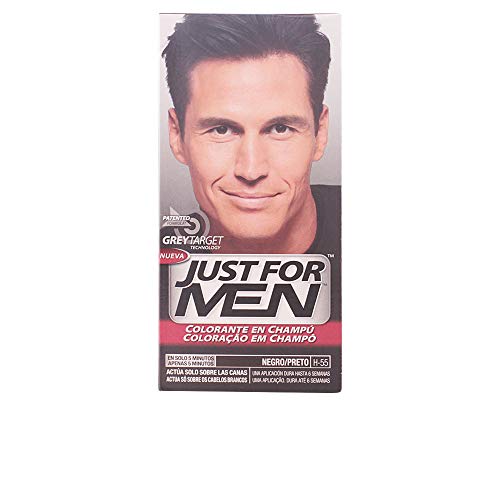 Just For Men, Tinte Colorante en champu para el cabello del hombre. Elimina las canas y rejuvenece el cabello en 5 minutos. H55, Negro, 60 ml