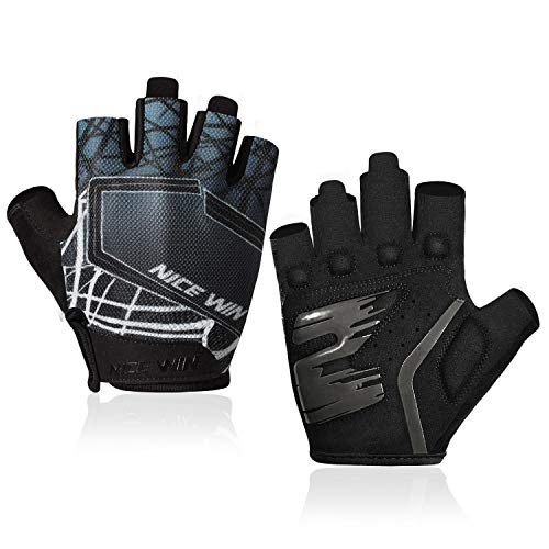 Kansoom Guantes Bicicleta Motocicleta Transpirable Almohadilla- Antideslizante - Prueba Carretera Montaña de Golpes con Diseño de Color Degradado Sin Dedos para Hombres Mujeres (Negro, M)