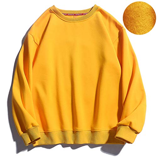 kdjsic Sudadera de Color sólido Mujer Hombre Sudadera con Capucha Sudaderas con Cuello Redondo Invierno Otoño Fleece Hoody Casual Streetwear