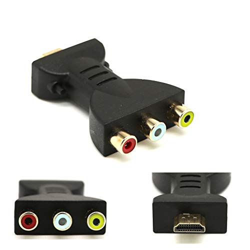 KERDEJAR Convertidor de Adaptador de Audio y Video Compuesto Negro AV Macho Compatible con HDMI a 3 RCA Hembra Enchufe Chapado en Oro y núcleo de Cobre Puro Material para TV